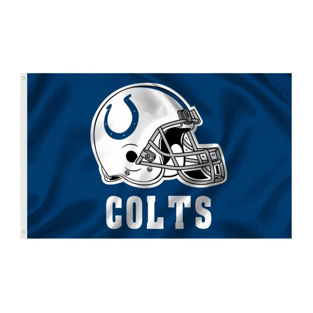 NFL Indianapolis Colts 3x5 Flag Silver Helmet Logo Blue Football Banner NEW